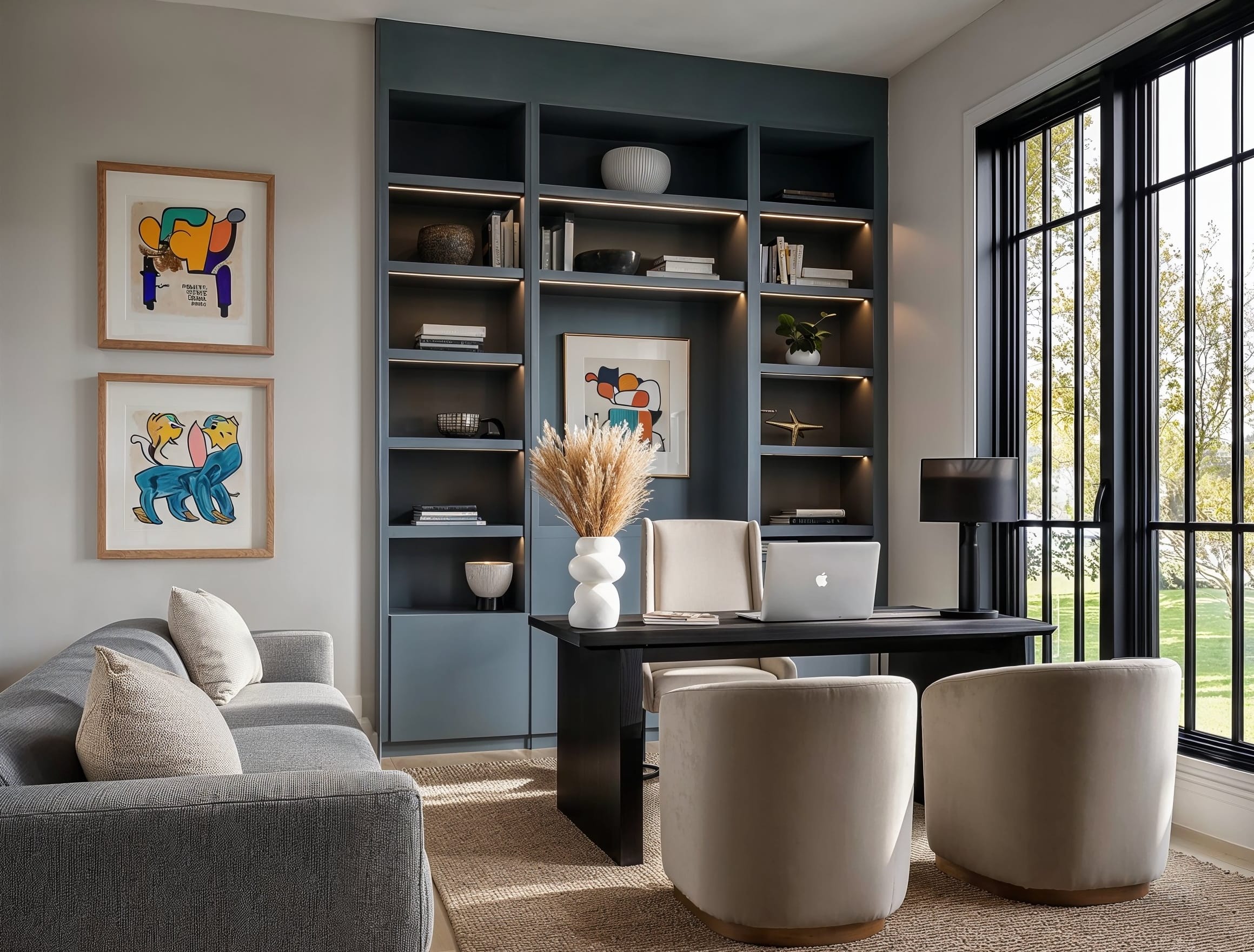 Antes & Después: Diseño de oficina moderna atemporal por decoradores de interiores en San Antonio, Texas