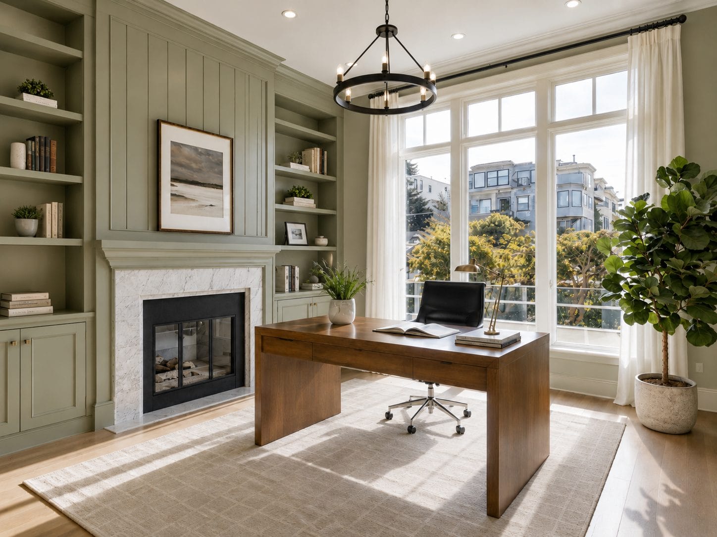 Before & After: Timeless Modern Home Office Design by interior decorators in Austin, Texas