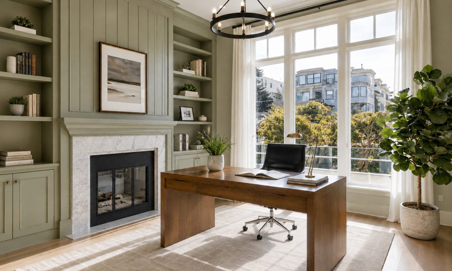 Before & After: Timeless Modern Home Office Design by interior decorators in Austin, Texas