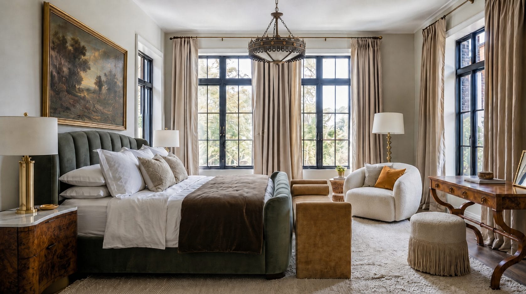 Before &amp; After: Modern Vintage Bedroom Design by interior decorators in Detroit, Michigan
