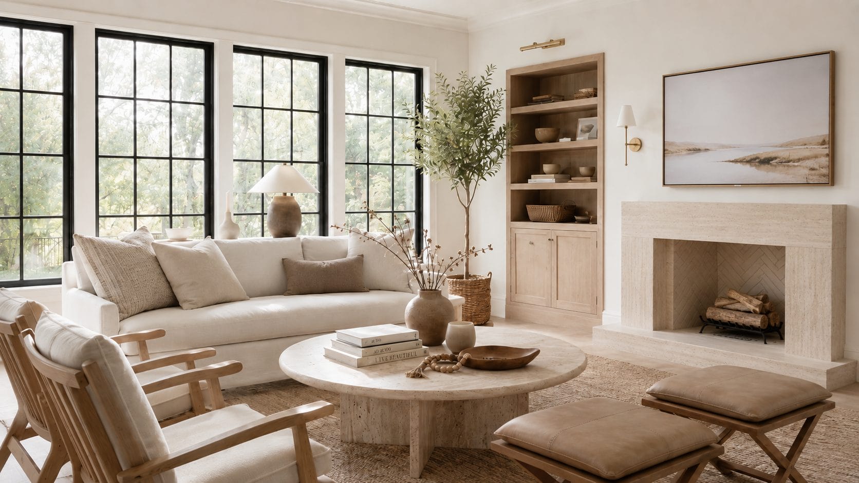 Before & After: Scandi Boho Living Room & Breakfast Nook by top Austin interior decorators